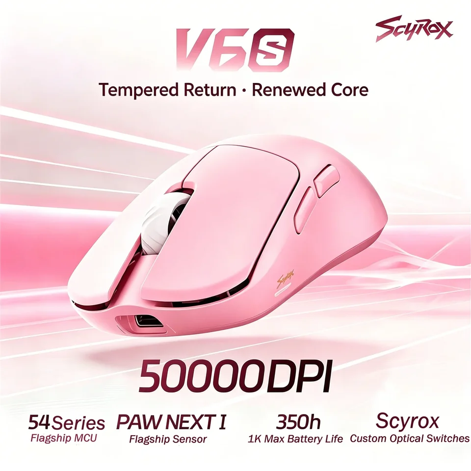 SCYROX V6/V6s PAW NEXTI 8K 50000DPI 42g Wireless Gaming Mouse
