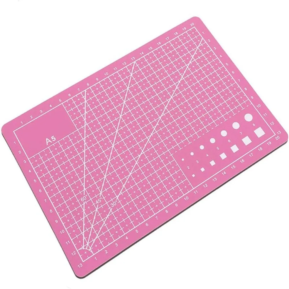 Pink Craft Cutting Mat PVC Single-Side Working Surface Work Surface Shield A5 Size Metric Scale Grid Lines Self-Healing Mat