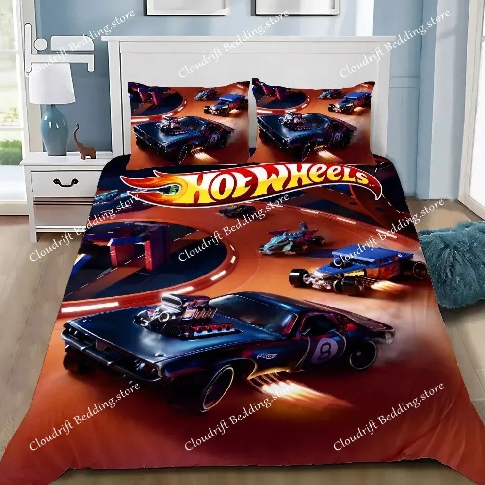 

Hot W-Wheels Cartoon Car Duvet Cover Pillowcase Bedding Set Adult Boy Girl Bedroom Decoration Children Single Double Large Size0