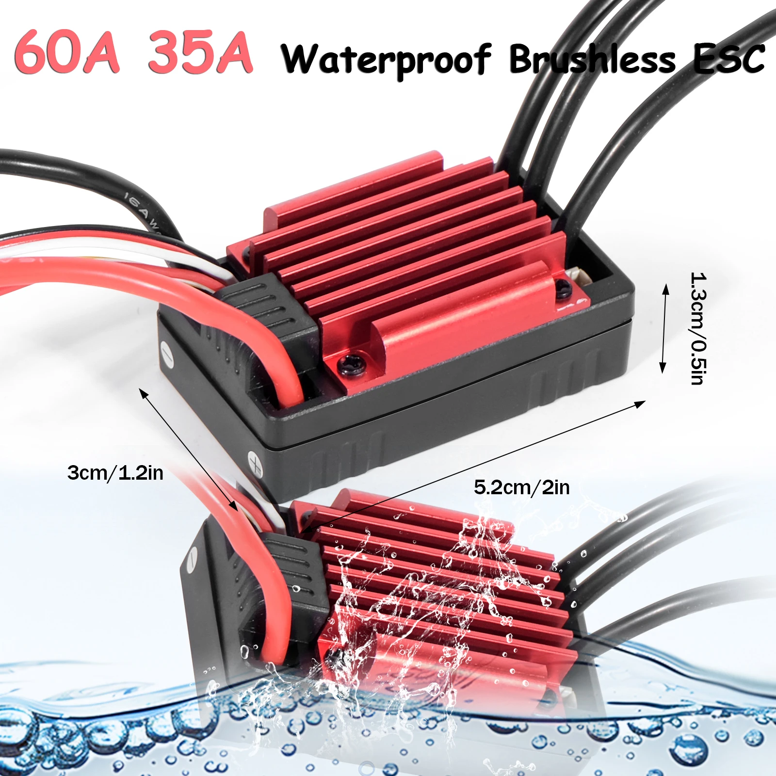 YSIDO 60A 35A Brushless ESC 2-3S Waterproof for 1/8 1/10 1/12 RC Crawler/On-road/Off-road/Buggy/Monster Car  F540 3650 Motor