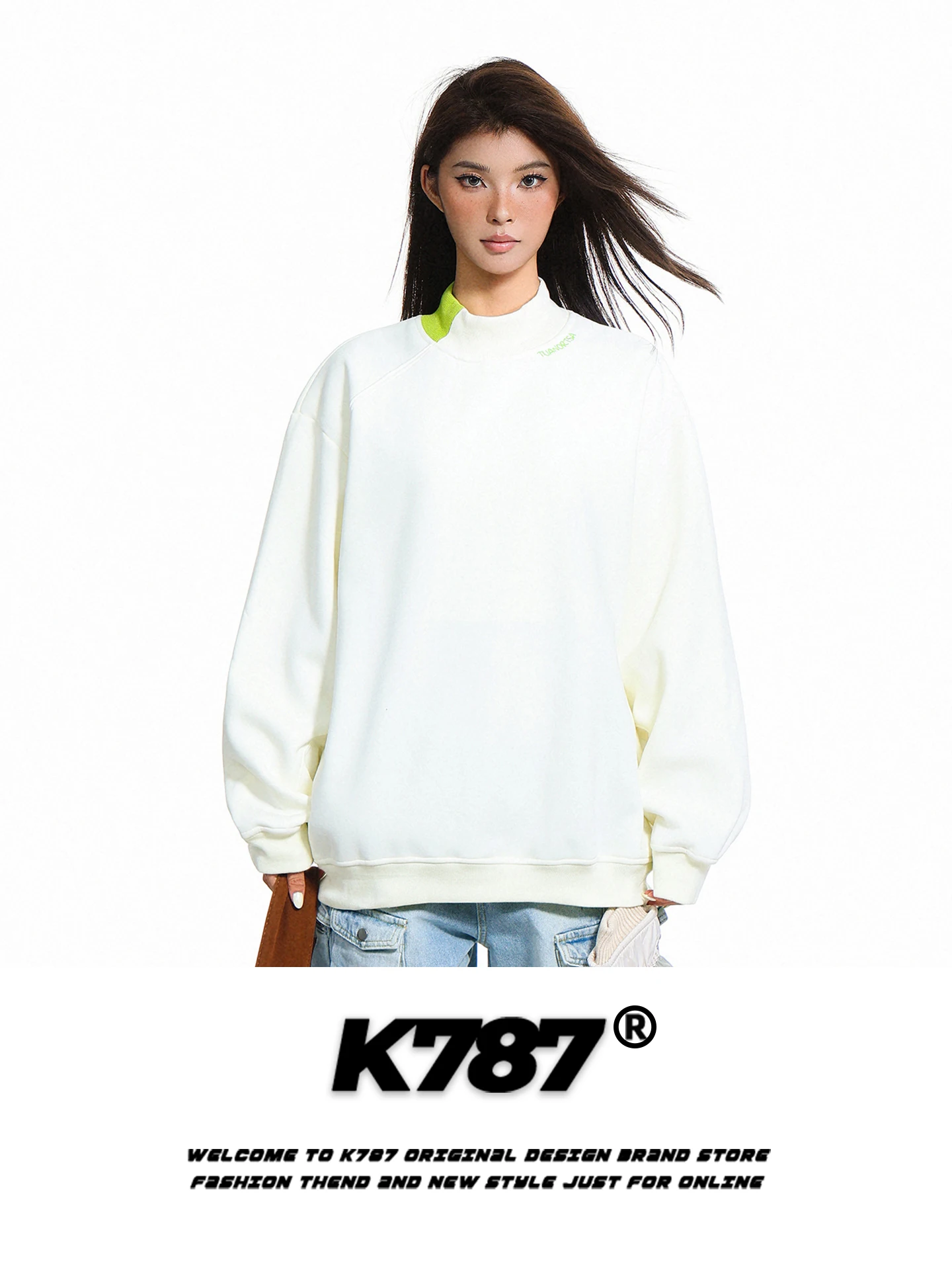 

Толстовка K787 в американском ретро-стиле с цветными блоками, воротником-стойкой, свободного кроя, теплая, утолщенная, для пар, на молнии