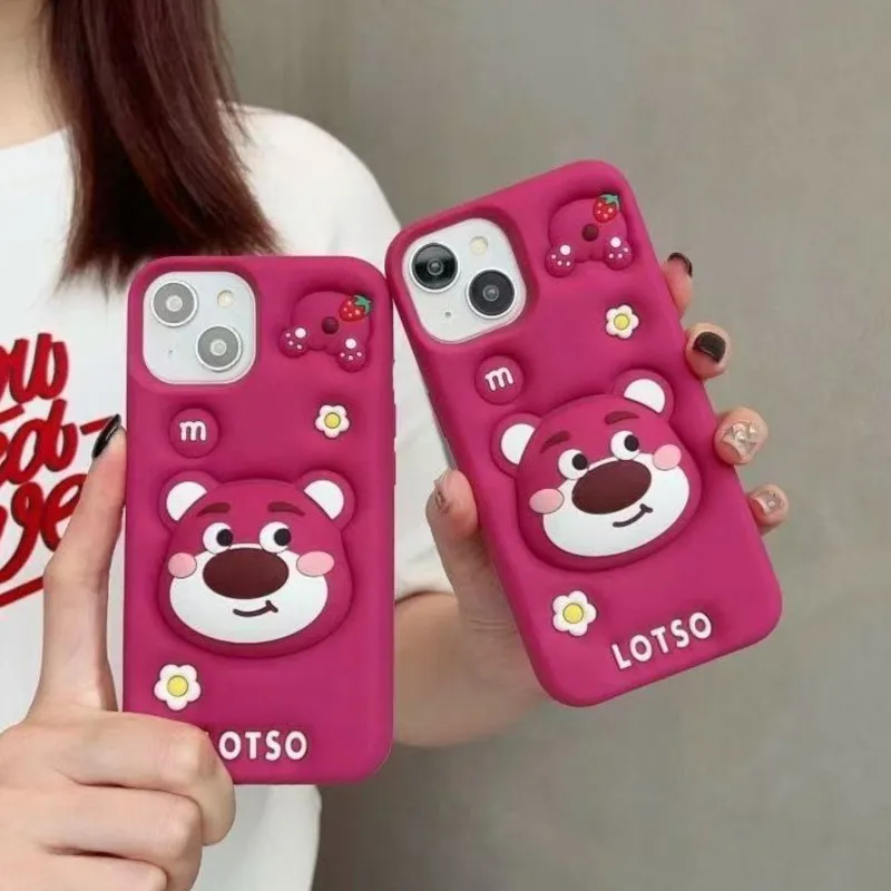 Cartoon lotso Bear Cute Soft Silicone Case For iphone 17 16 