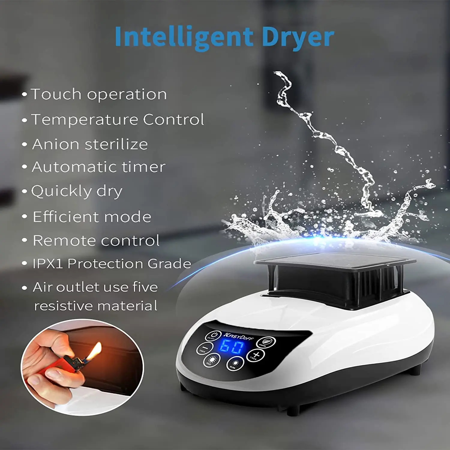 KASYDoFF Clothes Dryers Portable Dryer Energy Saving (Anion) Clothing Dryers Digital Automatic Timer for Apartment