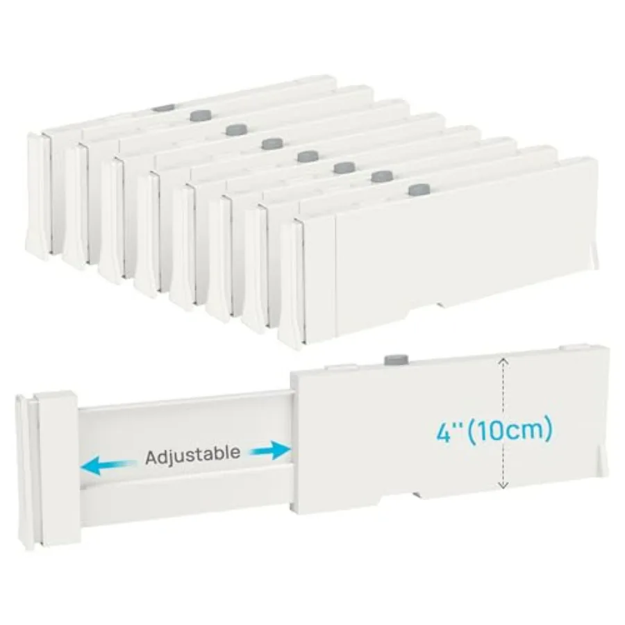 

Drawer Dividers for Clothes 8 Pack, Adjustable 4" High Expandable from 11.3"-17" Dresser Drawer Organizer, Plastic Drawers Sepa