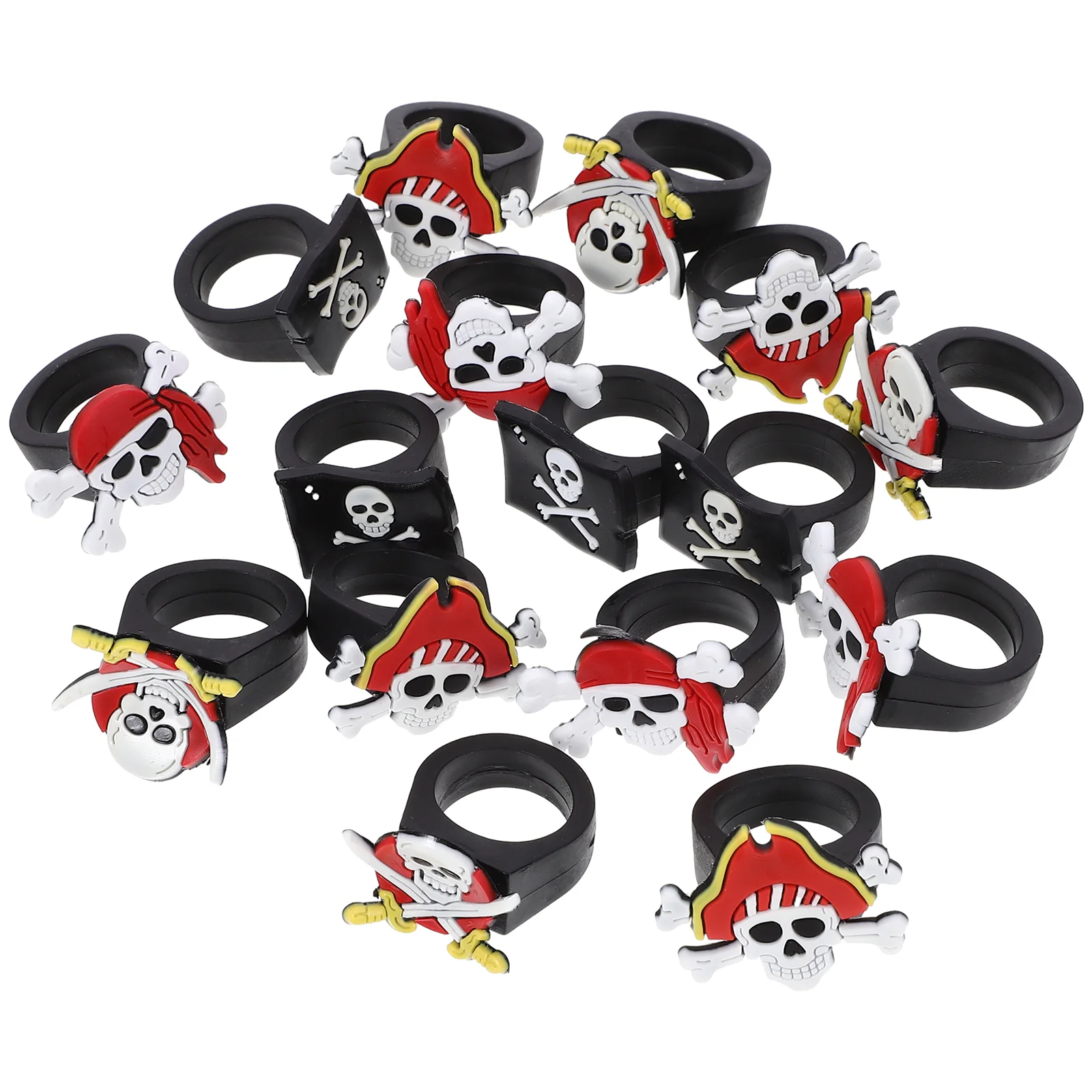 

16 Pcs Pirate Soft Rubber Ring Children's Kids Toys Cartoon Rings Creative Giveaway Gift Party Pvc