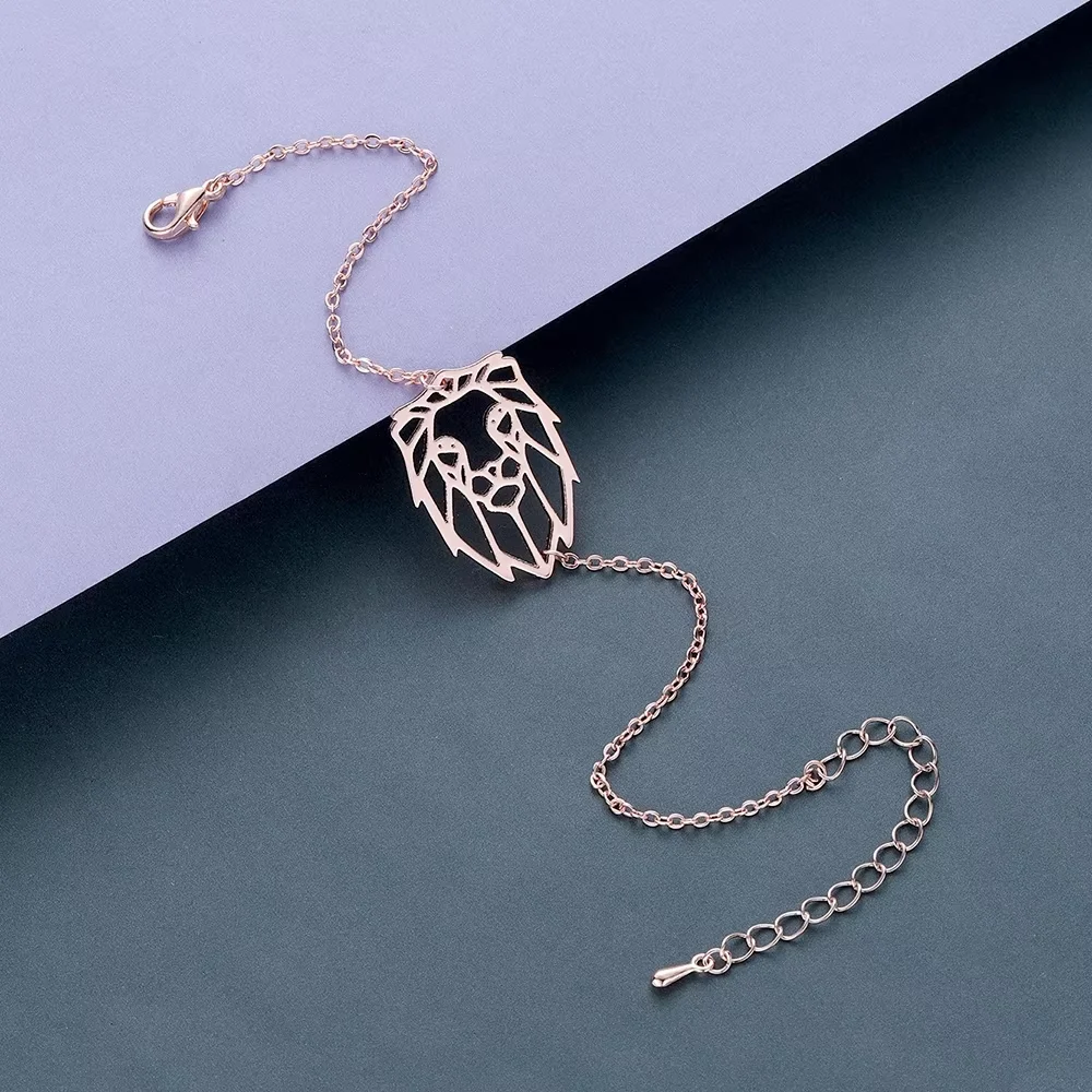 Todorova Origami Lion Stainless Steel Link Chain Bangle Zodiac Animal Design Bracelet Fashion Jewelry for Women Men Daily Wear G