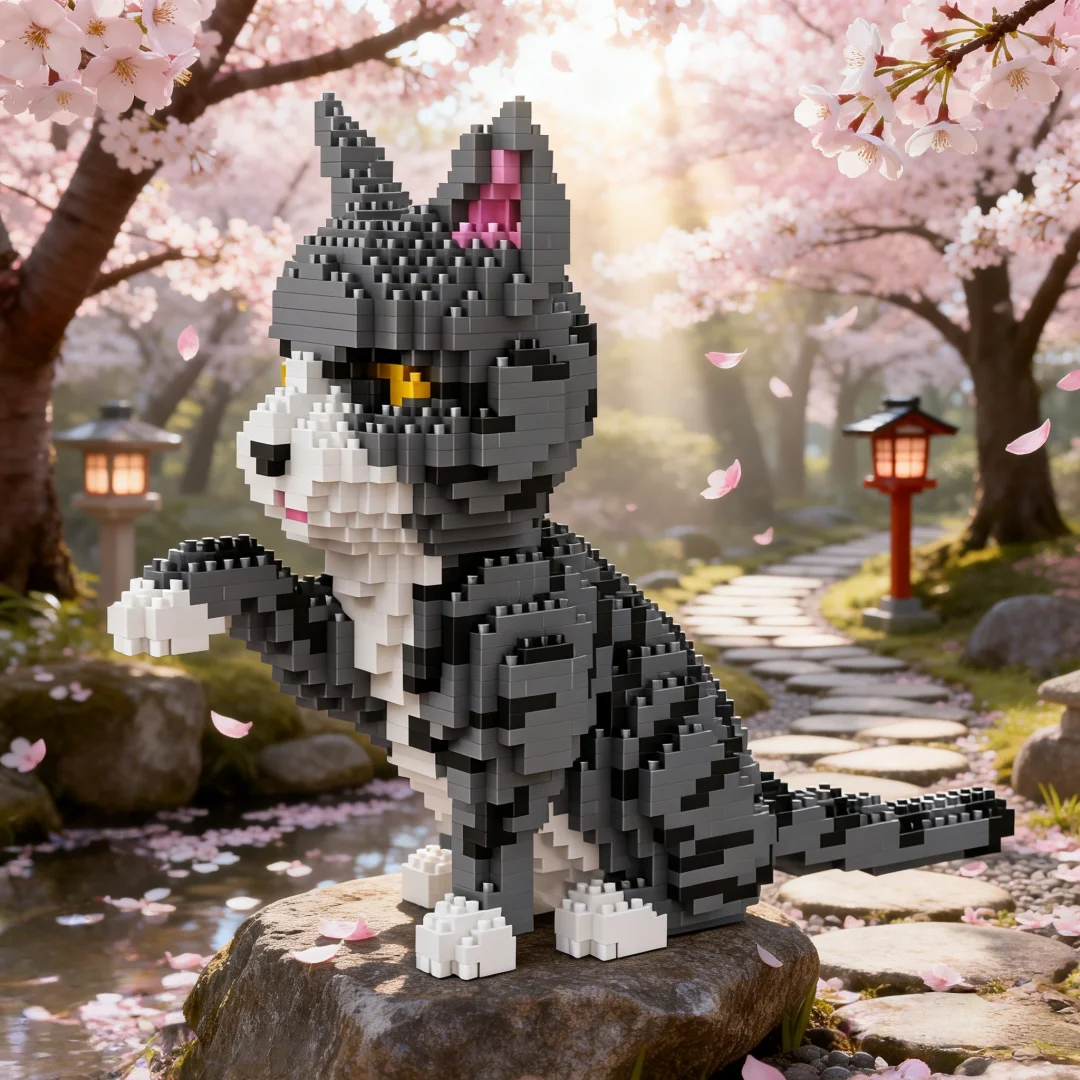 Desktop Decor Pet Cat Model Micro Building Blocks-Stress Relief Toy,Educational Puzzle Gifts for Teens,Kill Time Gift for Adult