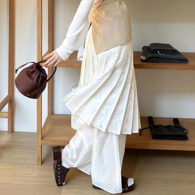 

Осень 2026: Новая плиссированная юбка-миди Dongda Gate Mooha с завязками, женская, модная, из хлопка, с дизайнерскими складками