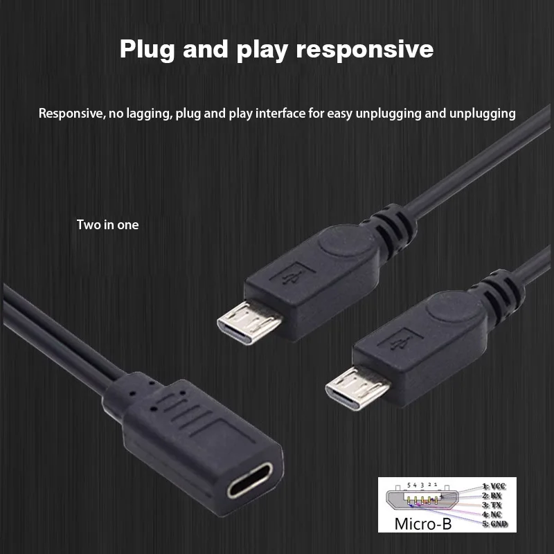 Usb صغير نوع c أنثى إلى مايكرو usb ، usb type-c ، usb-c ، usb-c ، usb-c ، usb-b ذكر ، تنزيل البيانات ، كابل امدادات الطاقة