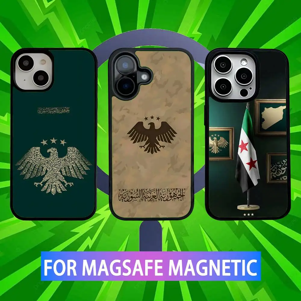 

Syria Eagle Flag National Emblem Phone Case For iPhone 16,15,14,13,12,11,Pro,Max,Plus,Mini,SE Magsafe Magnetic Wireless Charging
