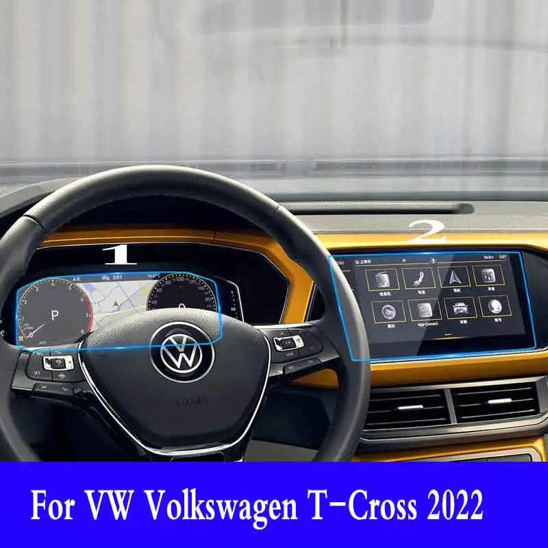 For VW Volkswagen Taos T-Cross 2022 Car Radio GPS Navigation Tempered Glass Screen Protector Film Interior Accessories