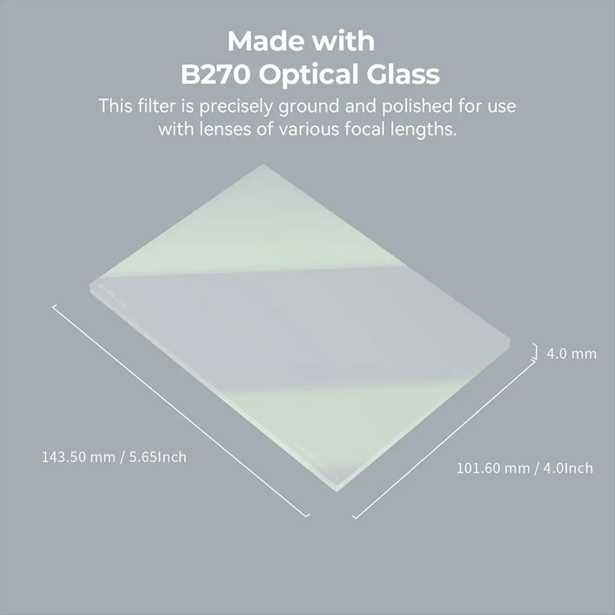 【ELEVATE LIFE】CINE 4 X 5.65 Inch White Pro-Mist Filter 1/8 Stop Filter for Cinematic and Video Production Style 4743