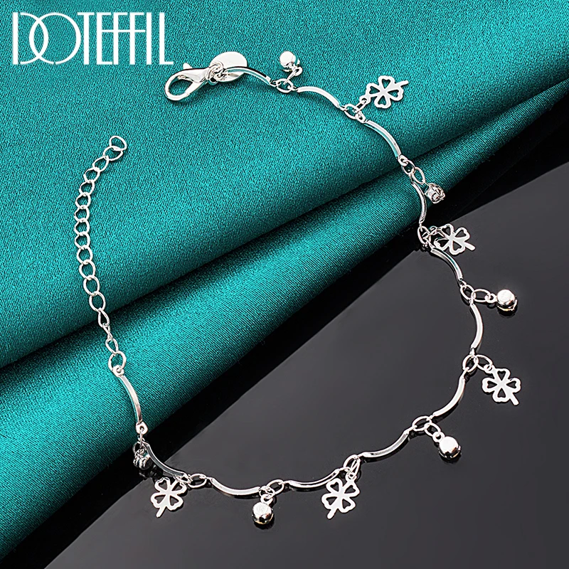 DOTEFFIL 925 Sterling Silver AAA Zircon Clover Bracelet Chain For Women Fashion Wedding Engagement Party Charm Jewelry