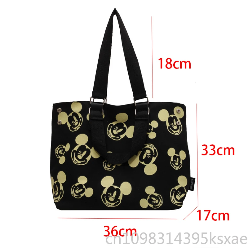 Bolso de hombro de lona de gran capacidad de Disney para mujer, bonito bolso cruzado de Mickey Mouse, bolso de diseñador de lujo para uso diario de estudiantes