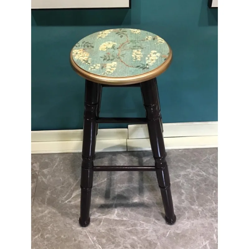 American country high round stool fashion creative high stool wine bar stool Internet celebrity lazy solid wood dining table and