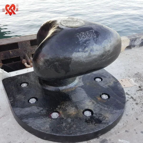 High Quality Cast Steel Marine Mooring Bollard 150 Tons Capacity Epoxy Painted Surface ISO Certified Cutting Installation