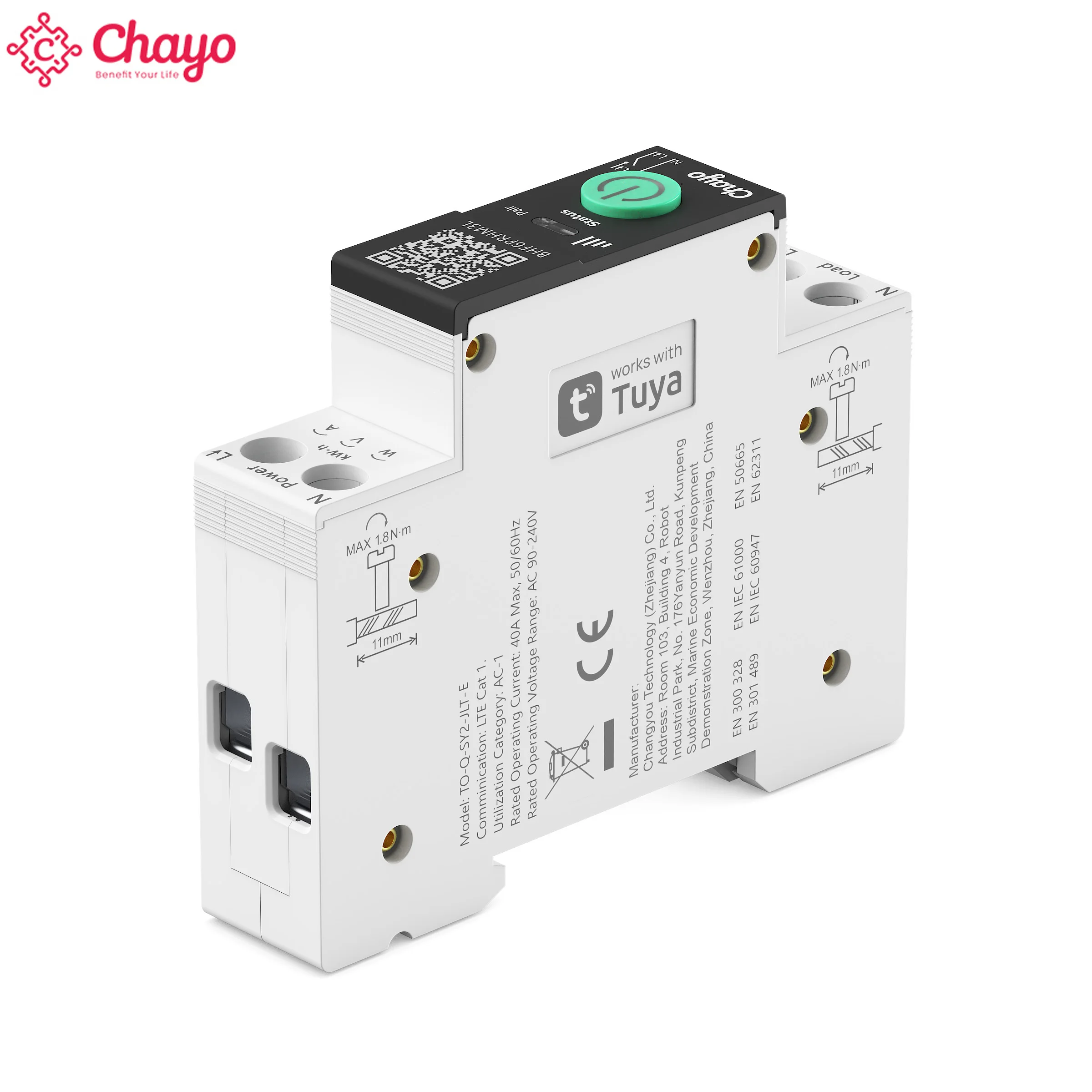 Chayo 4G Din Rail Smart MCB Switch Tuya Smart Life Energy Meter Over Under Voltage Overheat Overload Timing Voice Alexa Google