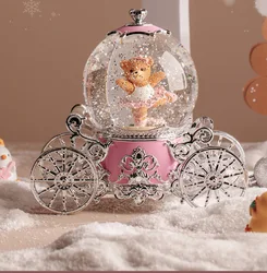 Christmas Gift Rotating Fantasy Crystal Ball Automatic Falling Snow Music Box Ornaments Kidsren Girls Music Box Birthday Gift
