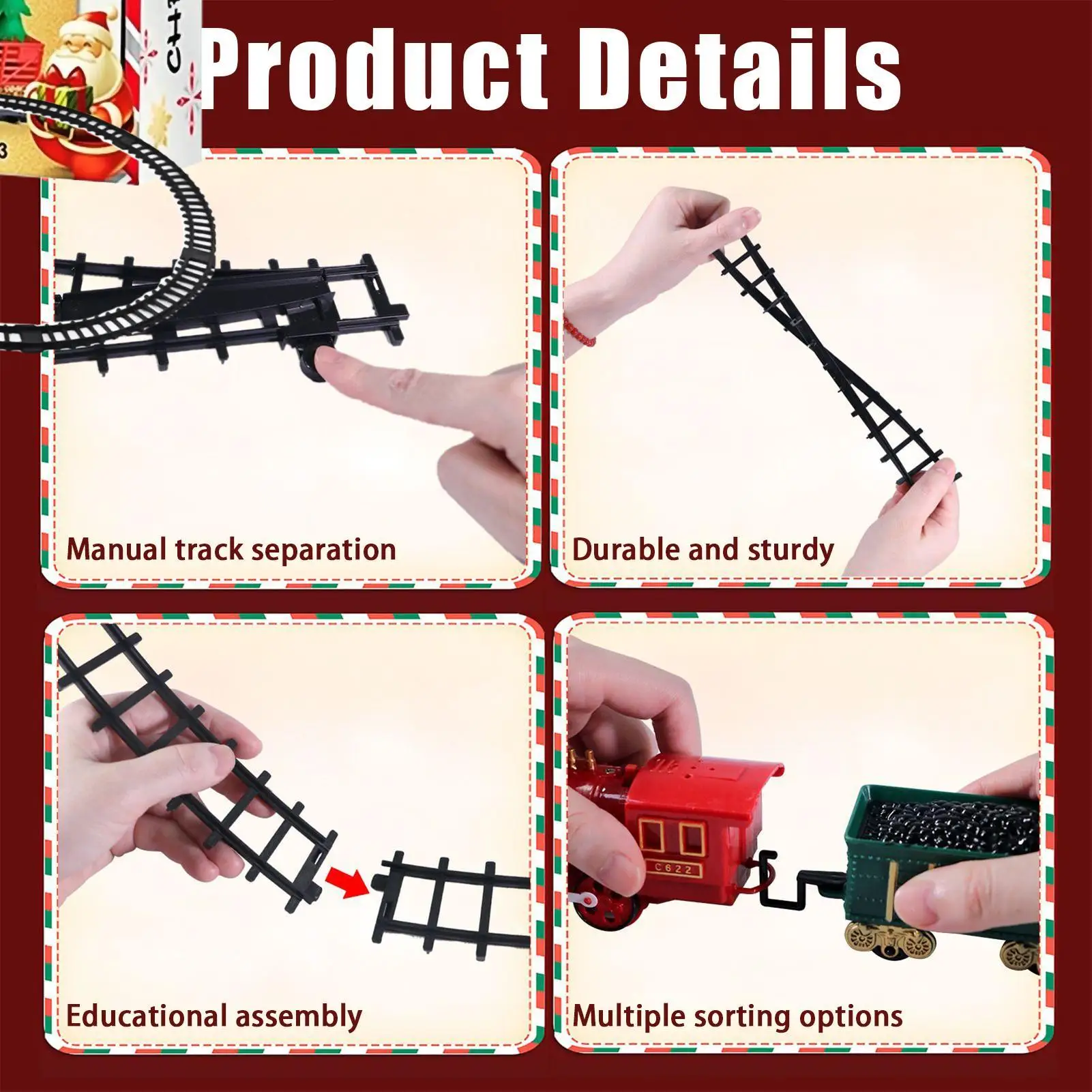 مجموعة قطار عيد الميلاد مع لعبة تجميع الضوء والصوت، مجموعة مسار القطار الكهربائي لعيد الميلاد والضوء لعيد الميلاد للأولاد والبنات #1