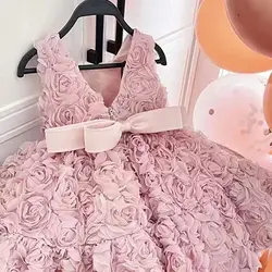 Vestido infantil floral princesa tutu, vestido de bebê de verão para meninas, roupa de festa de aniversário, novo, 2023