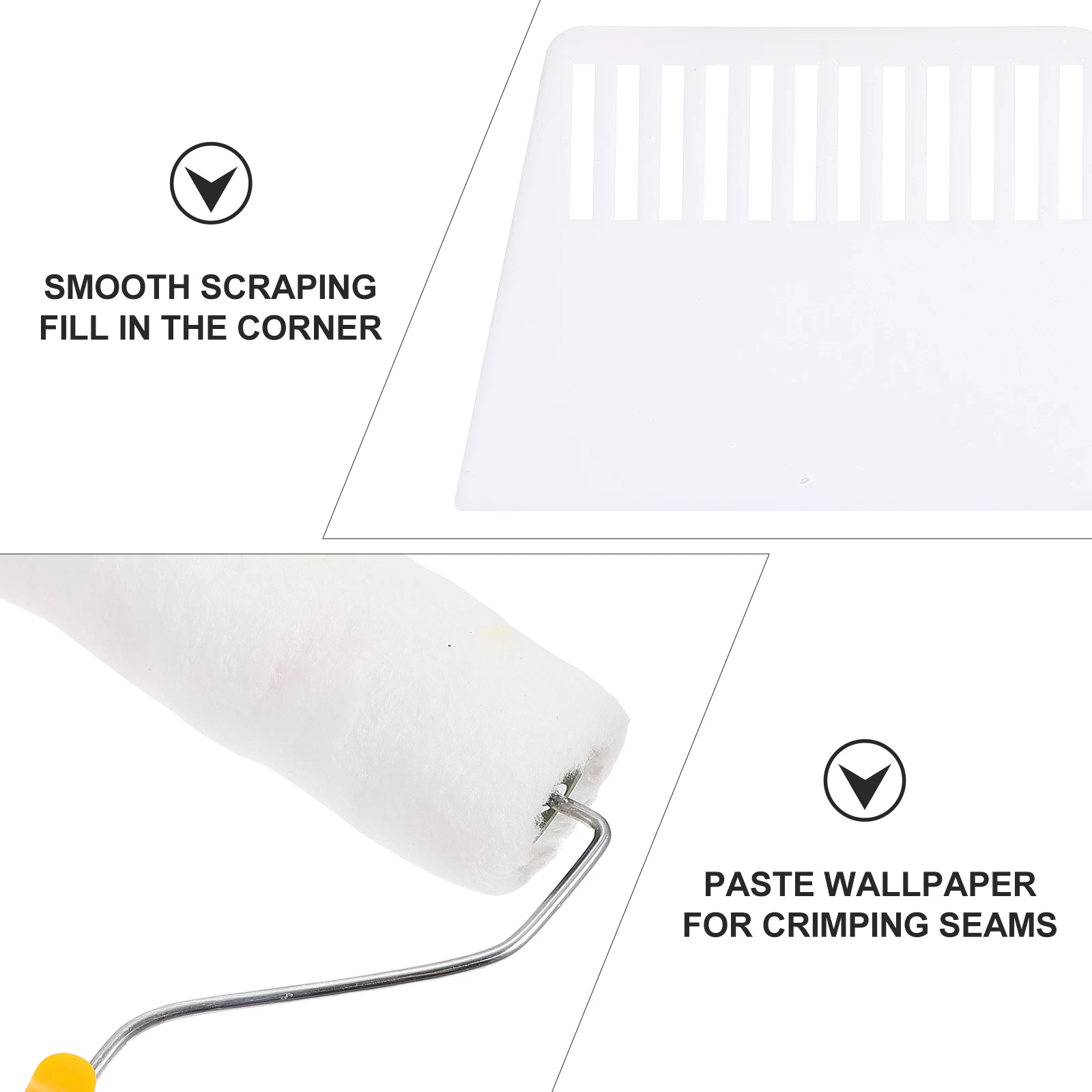 

3 pcs Wallpaper Seam Roller Set Compact Trimming Scraper Ergonomic Handle Durable Wall Sticker Tools Decoration Kit For Home Use