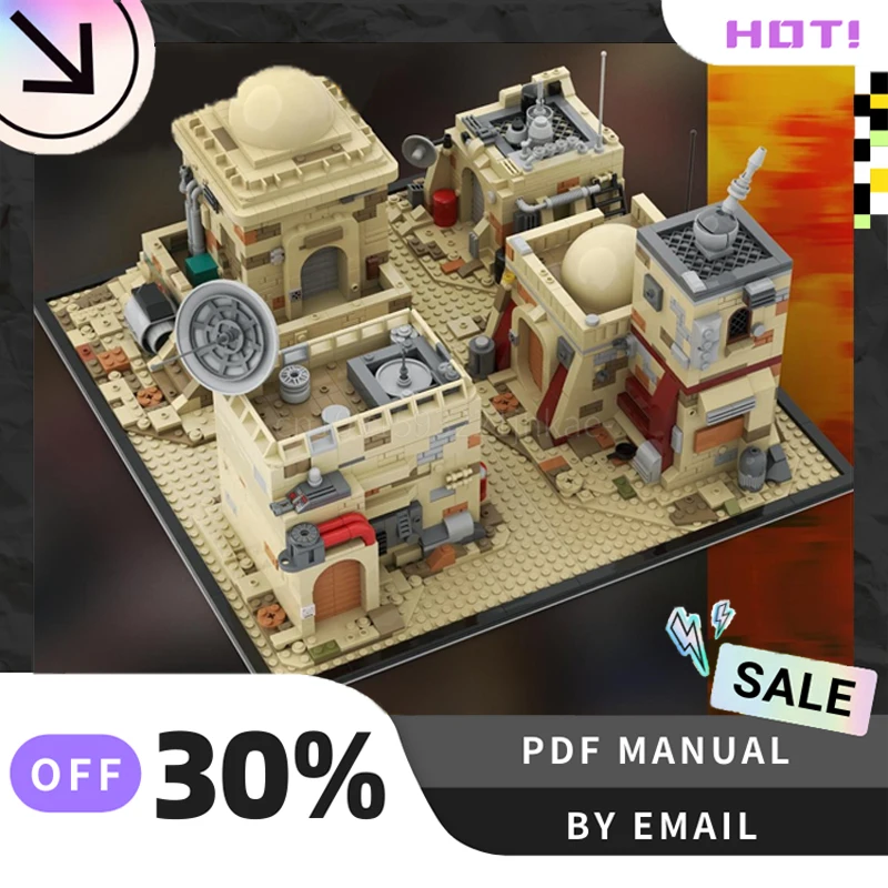 

[2276 шт.] индивидуальный набор креативных строительных блоков MOC Tatooine Mos Eiseley, игрушки STEM, комплект строительной модели «сделай сам», подарки на день рождения