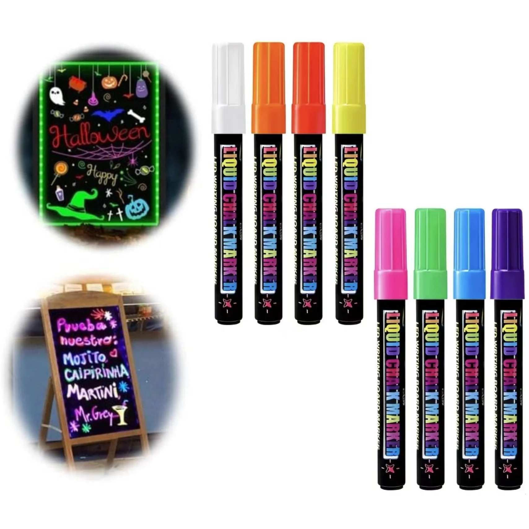 8pcs Erasable Liquid Chalk Markers Vibrant Random Color Chisel Tip for Business & Chalkboard Use