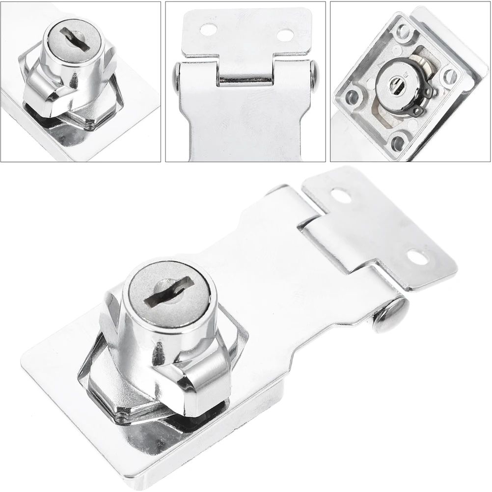 

2.5 Inch Cabinet Door Lock Bright Heavy Duty Keyed Hasp Stainless Steel Furniture Latch for Drawer Cupboard Office Cabinet