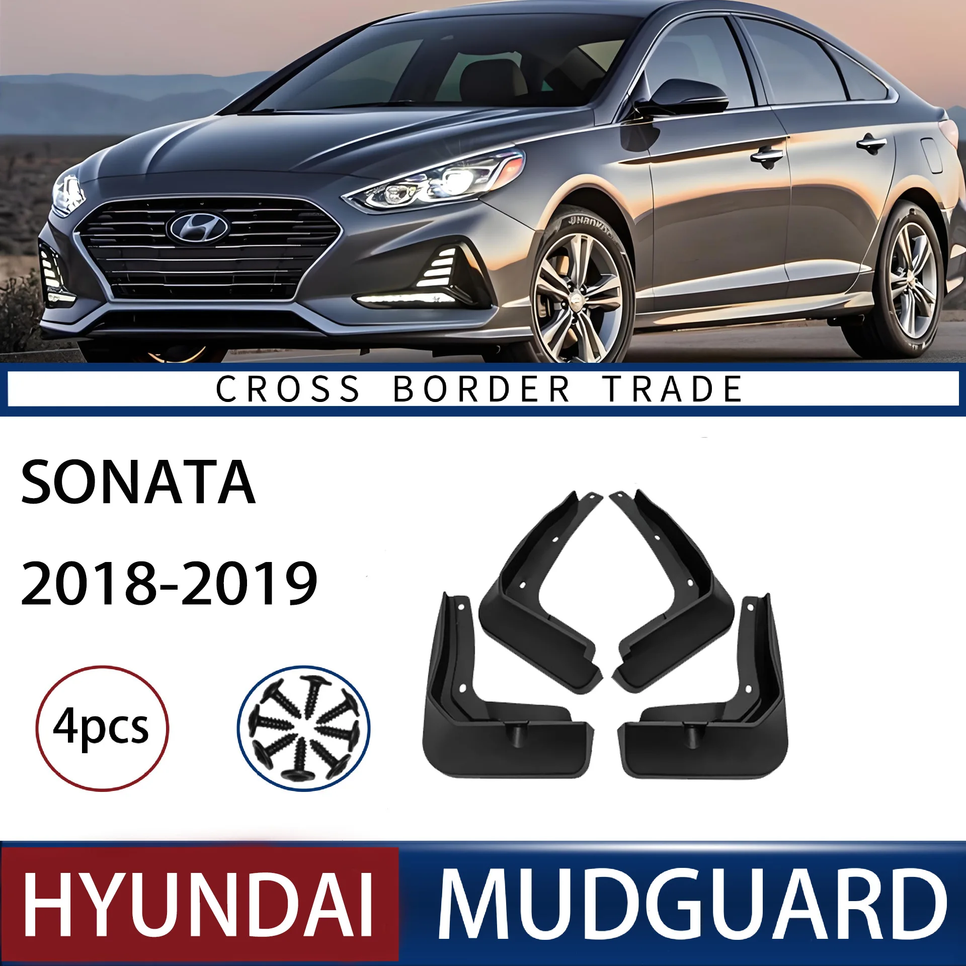 

FOR Hyundai Sonata 2018-2019 Car Molded Mud Flaps Splash Guards Mudguards Front Rear Styling Front Rear Car Accessories