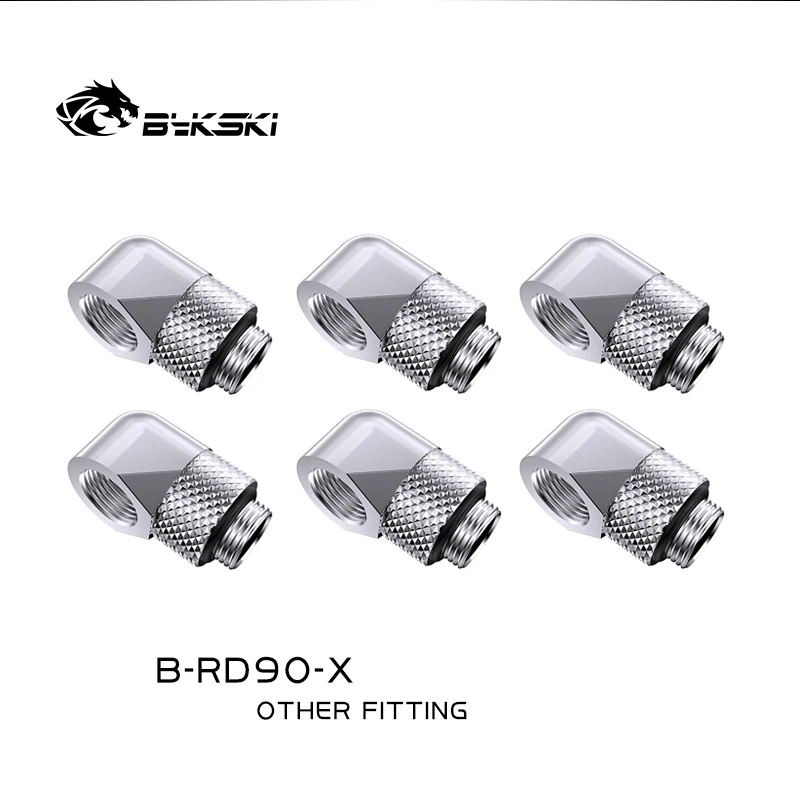 Bykski 6pcs/Lot G1/4'' 45/90 Degree Rotary Compression Fitting Water Cooling Elbow Adaptors Brass Connector / B-RD90-X/ B-RD45-X