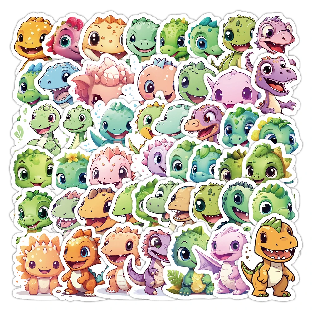 10/30/50pcs Cartoon Cute Little Dinosaur Stickers Waterproof DIY Water Bottle Phone Notebook Kawaii Animal Graffiti Decals Toys