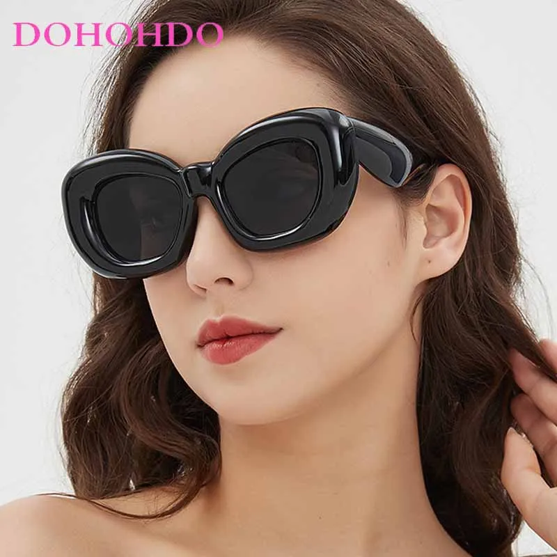 Fashion Luxury Brand Design Exaggerated Personality Inflate Sunglasses Men Women Trending Hip Hop Y2K Wacky Sun Glasses UV400