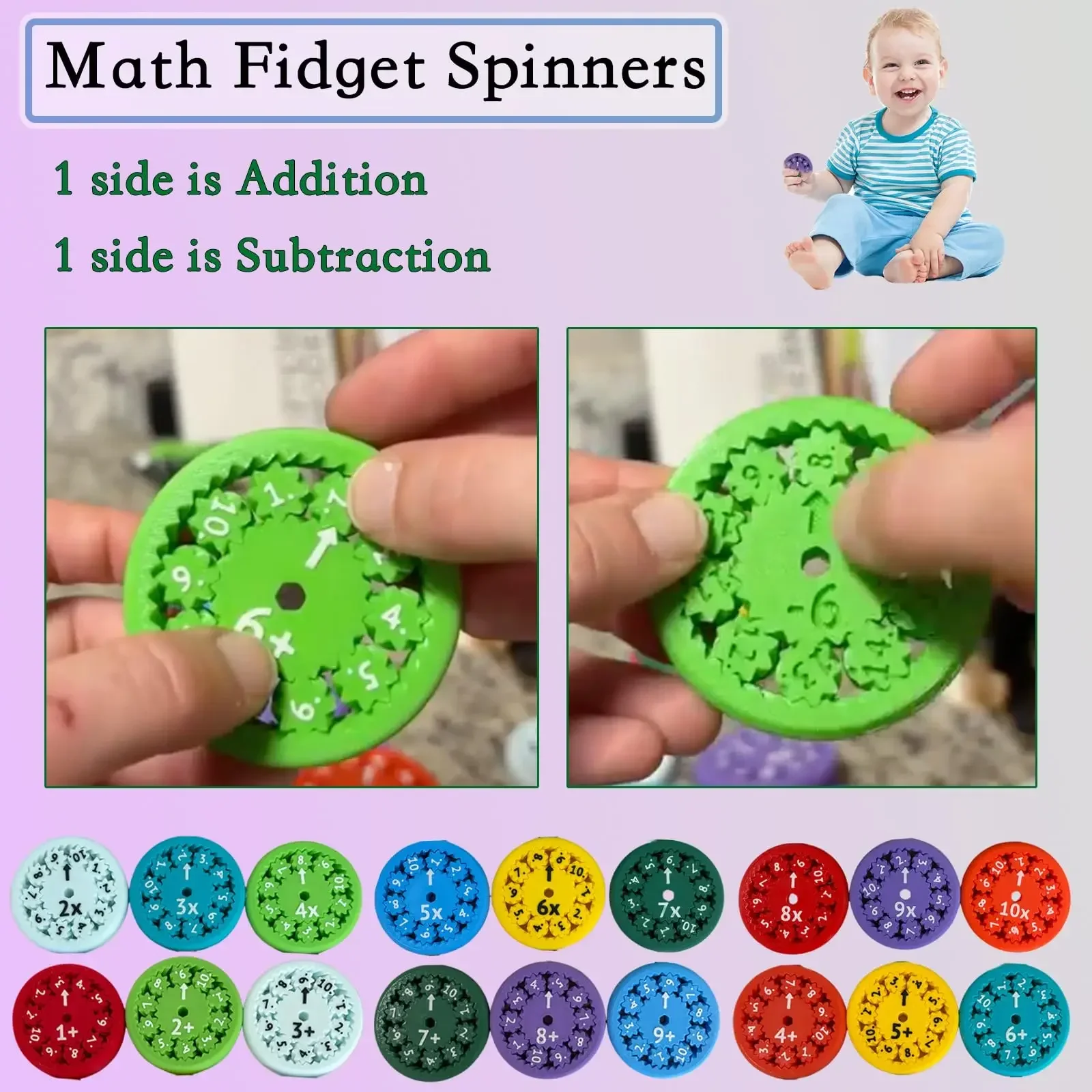 Math Fidget Spinners for Kid matematico Fidget Spinner insegnamento illuminazione gioco interattivo aggiungi meno moltiplicare dividere il giocattolo