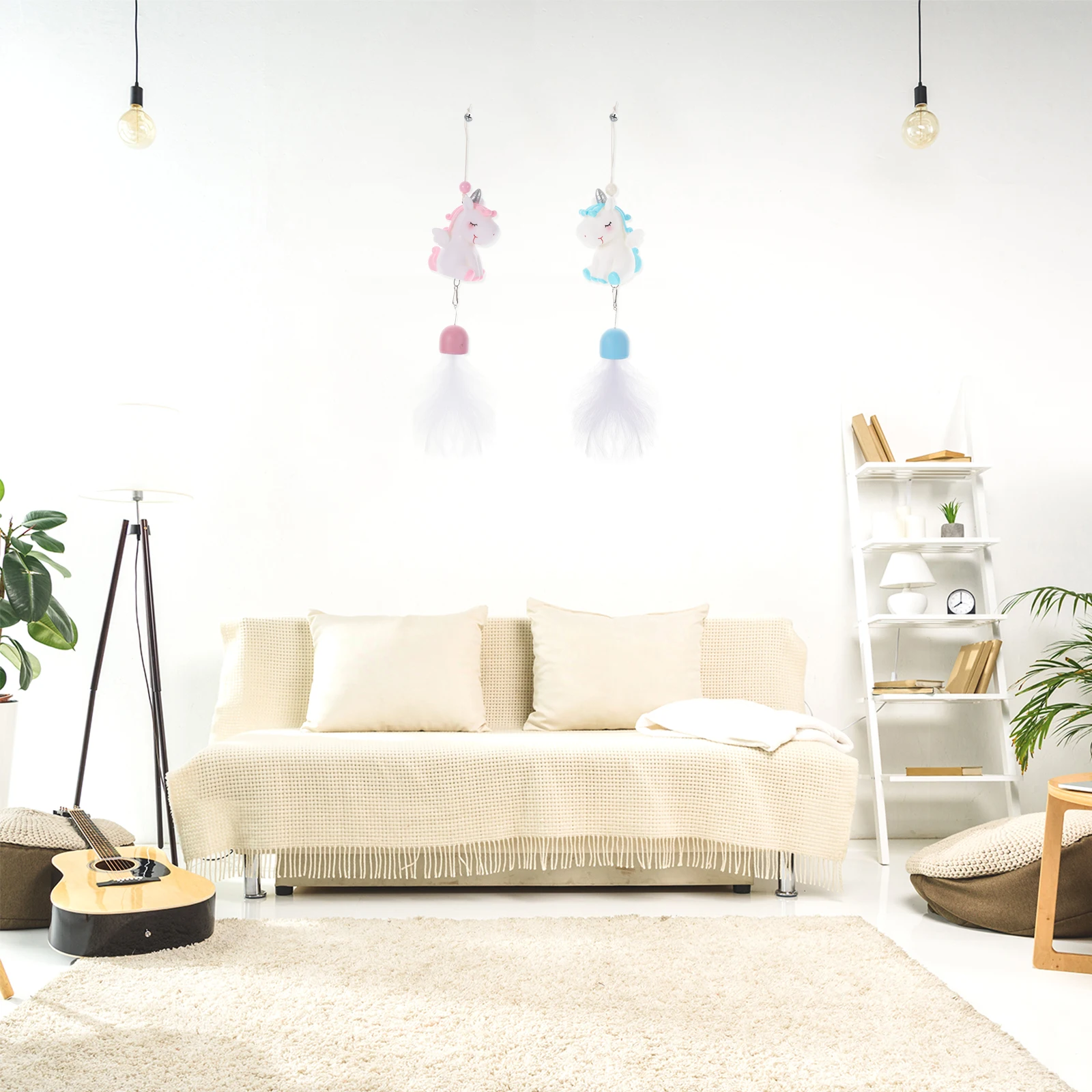 

2 Pcs Wind Chime Unicorn Decorations Bell Rearview Mirror Hanging Chimes Bells