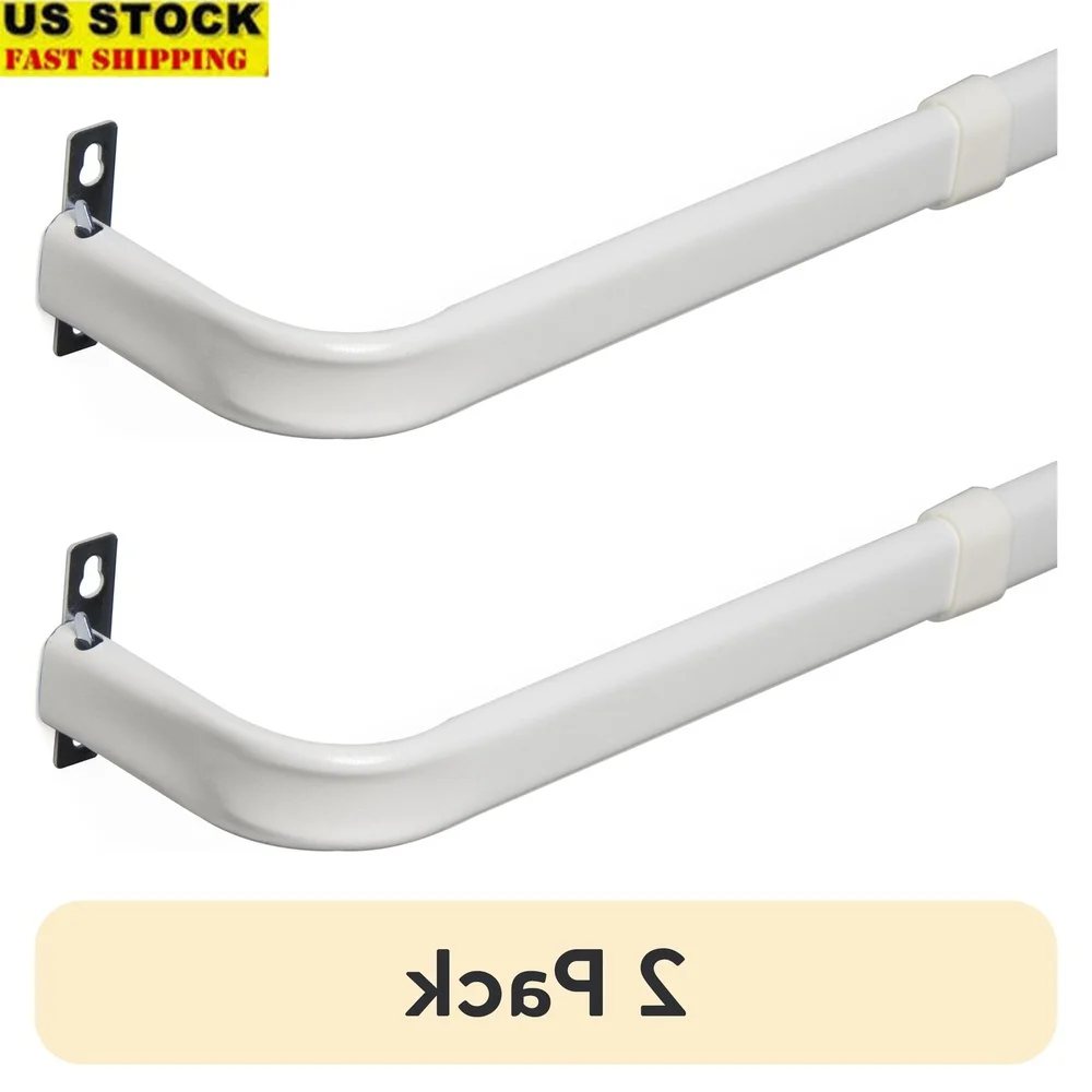 

2 Pack 3 Inch Adjustable Metal Curtain Rods Wrap Around Design 48-86 Inch White Finish Includes Mounting Hardware