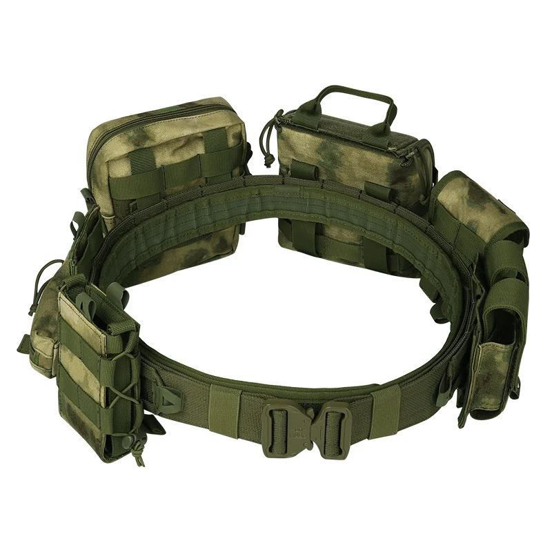 Wholesale Yakeda Cinturones Tactico Mens Polyester Green Camouflage Molle Tactical Belt With Pouches