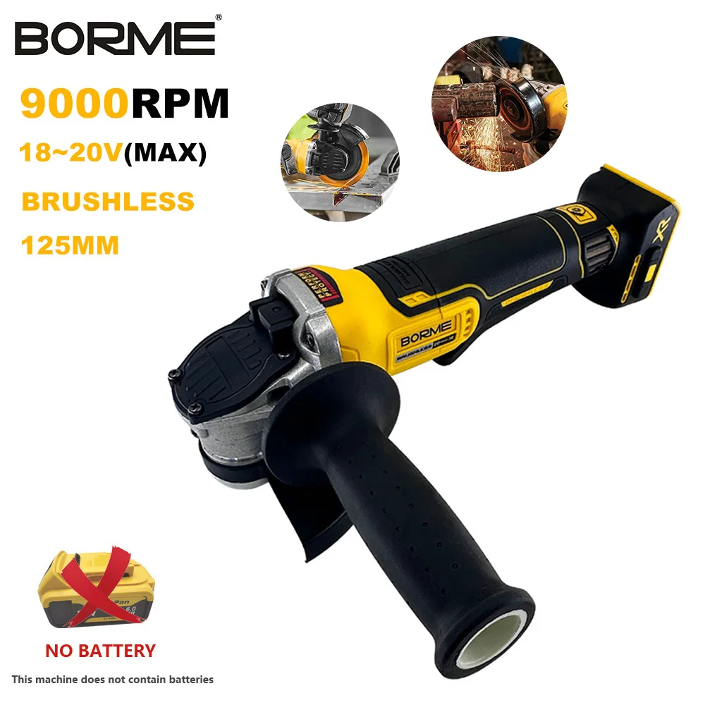 

Electric Angle Grinder 125mm Brushless Polisher Cutting Machine Cordless Impact Rechargeable Power Tool For 20V Battery