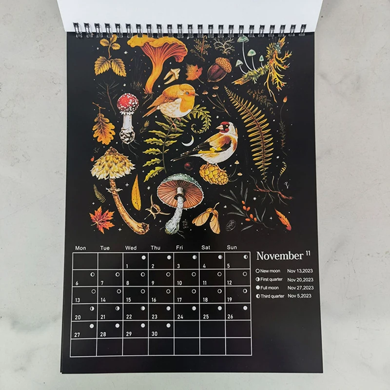12X8 Inch Donker Bos Maankalender 2024 Bevat 12 Originele Illustraties Getekend Het Hele Jaar Door, 12 Maandelijkse Kleurrijke