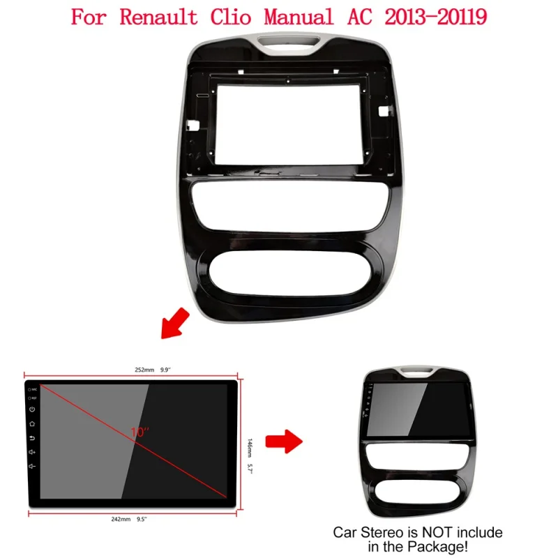 10.1inch 2 Din android Car Radio Fascias For Renault Clio Auto AC 2013-19 car panel radio Frame Dashboard Panel Mount Kit