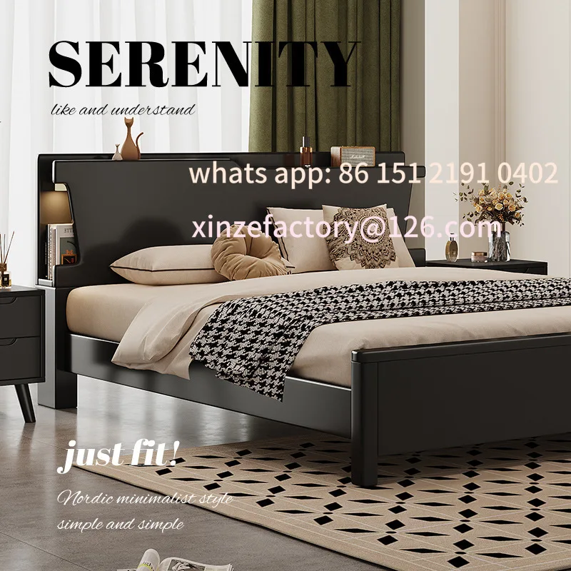 Customizable high PC and console game bedroomand breakfast black American retro bed frame with bedside s