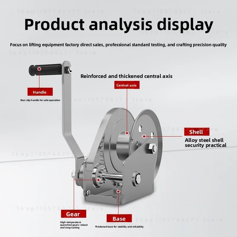 Hand winch 304 stainless steel two-way self-locking small household winch manual winch