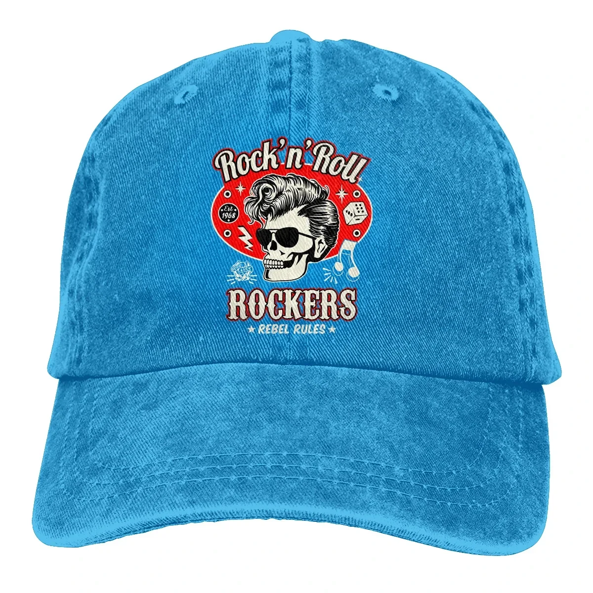 Berretto da baseball da uomo lavato Skull Dice Rockers Trucker Snapback Caps Cappello da papà Rockabilly Rock and Roll Cappelli da golf