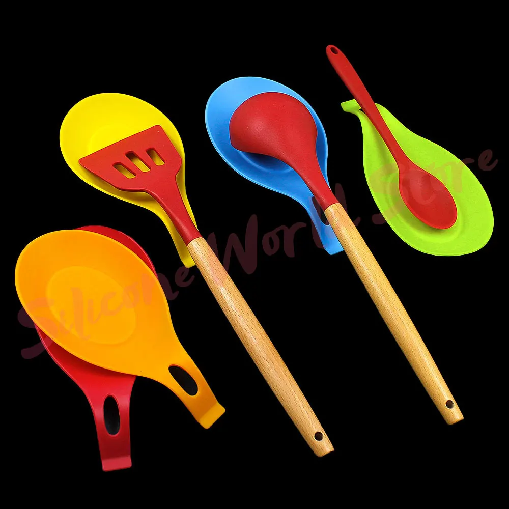 Silicone World Silicone Flavor Dish Spoon Pad Spoon Holder Kitchenware Pad Heat-resistant Storage Container Kitchen Tools