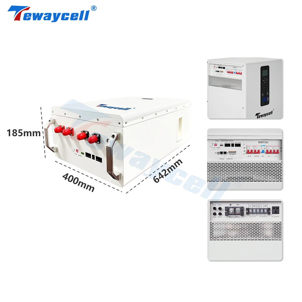Tewaycell 5KWh 10KWH 48V 100AH Powerwall LiFePO4 Battery Pack Buitl-in BMS CAN RS485 Monitor