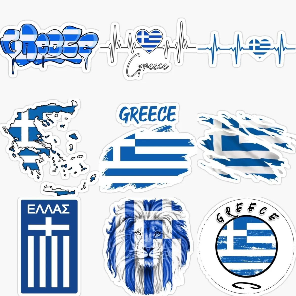 Greece GR Flag Map Emblem Tearing Stickers Laptop Truck Vinyl Wall Bicycle Helmet Car Off-road Motorcycle Boat Decal Assecories