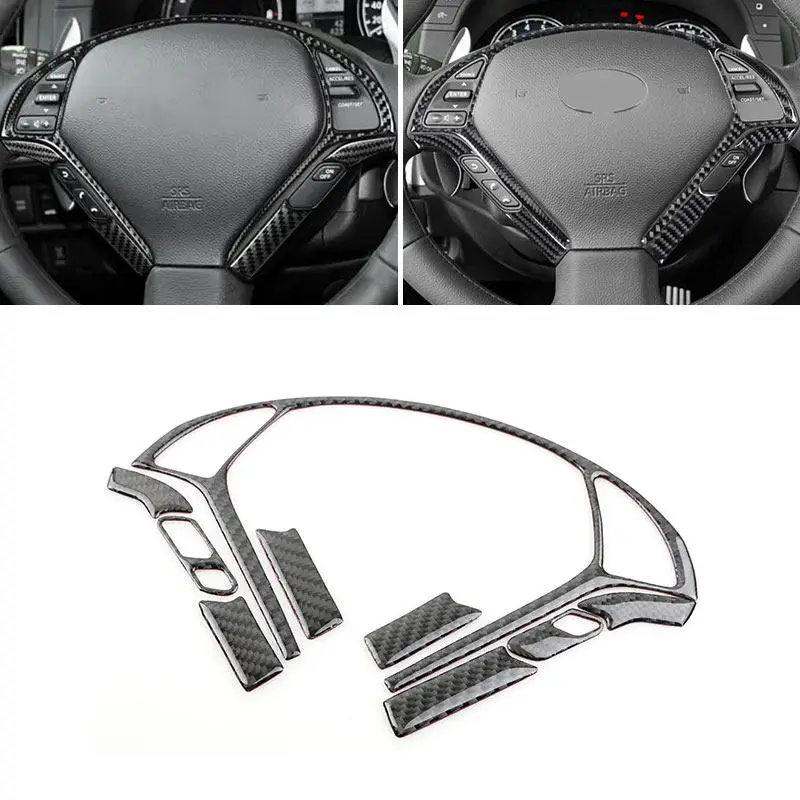 Car Interior Steering Wheel Cover Trim Soft Carbon Fiber Accessories For Infiniti Q60 Q40 G37 EX25 EX35 EX37 G35 G25 QX50