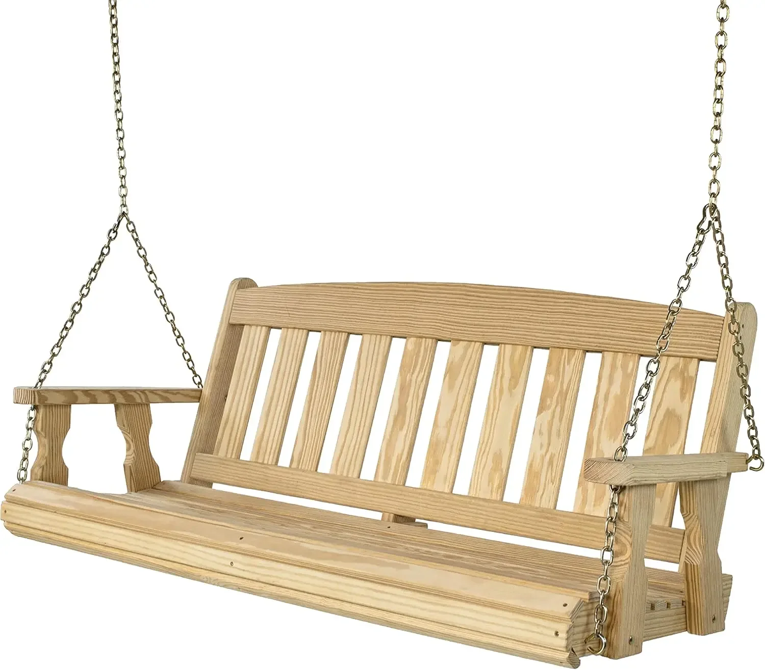 Amish Casual Heavy Duty Porch Swing com Correntes Suspensas, Missão Tratada, 4 Pés, Inacabado, 800 Lb