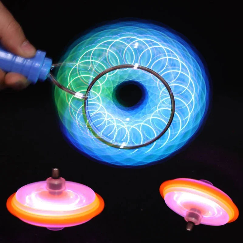 

Led Magic Magnetic Orbit Spinning Top Toy Creative Hand Cranked Color Luminous Colorful Gyroscope Rotating Handle Child Classic