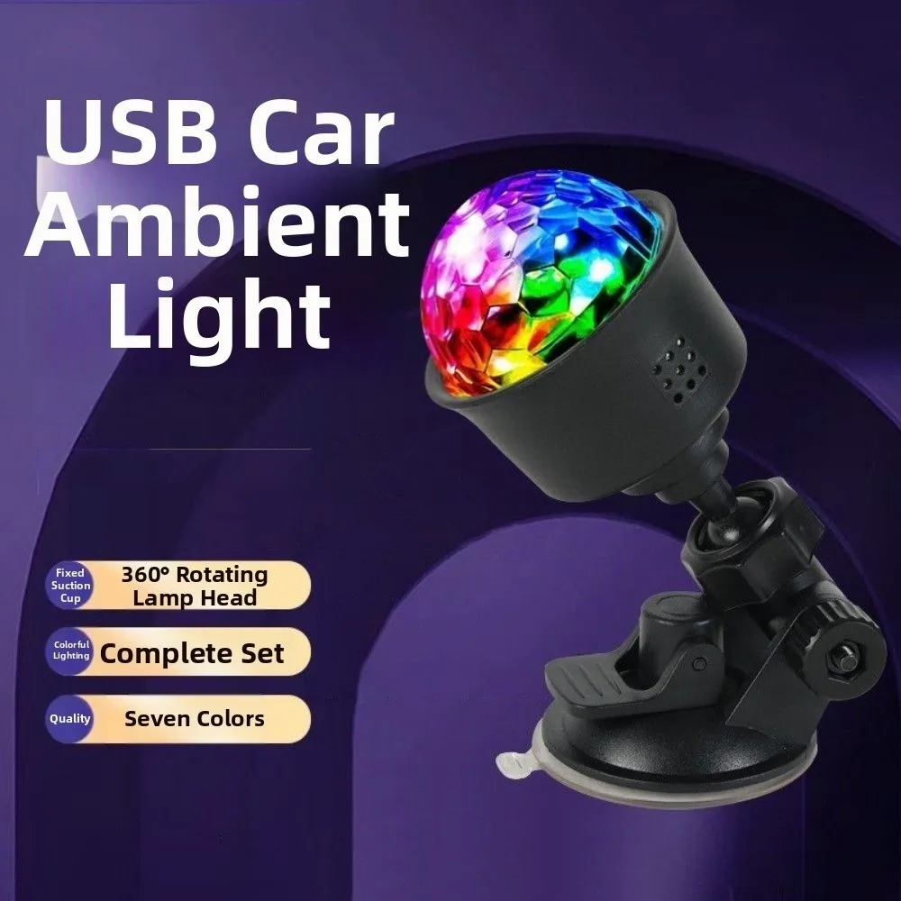 7 Colors Projector Light with Remote Control Suction Cup Stage Lamp 360 Degree Rotating USB Plug Disco Ball Lamp Christmas