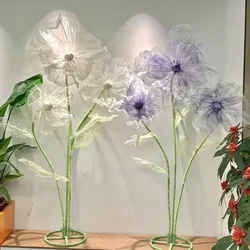 Wedding Decor Props 190cm Artificial Poppy Flowers Road Lead Flower Silk Yarn Flower Garden Decoration Window Display Home Decor